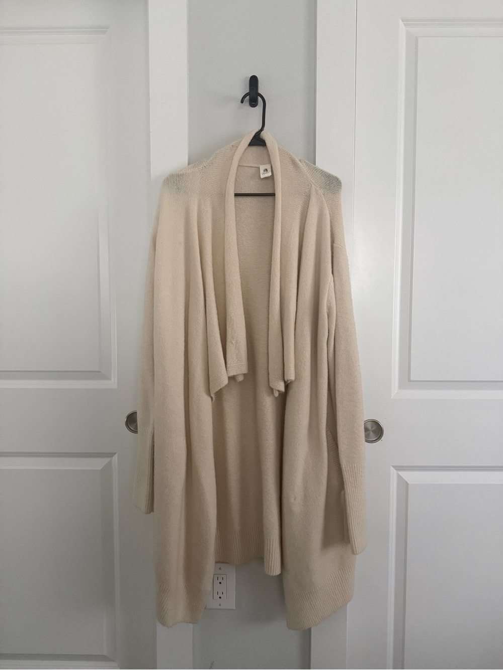 Vici Cream Open-Front Draped Cardigan Sweater
